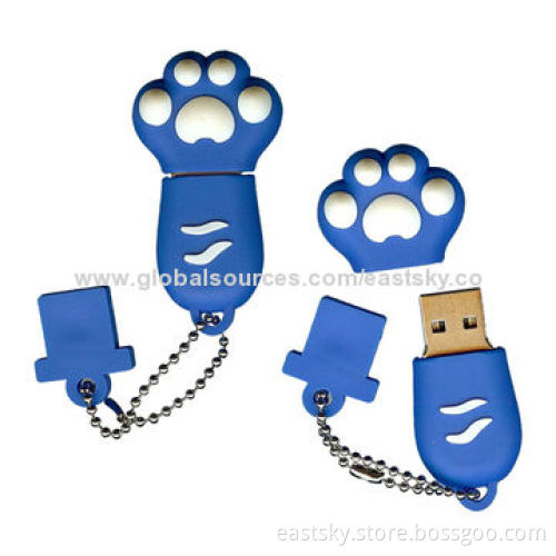 Custom Cat Claw-shaped Thumb Drive, Made of Soft PVC Material, OEM Orders Welcomed